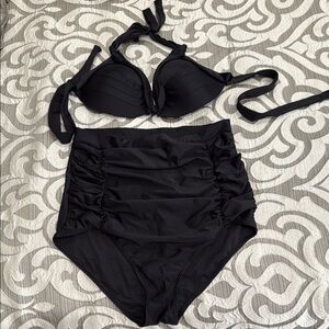 Black High-Waisted Bikini Set XL